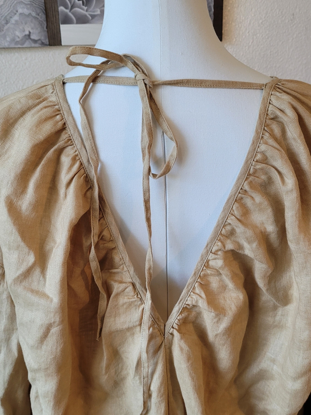 Banana Republic Flowing European Flax Linen Maxi Dress in Light Gold - Picture 7 of 11